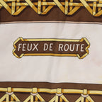 Hermès Carré 90 "FEUX DE ROUTE" Silk handkerchief in Brown