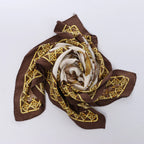 Hermès Carré 90 "FEUX DE ROUTE" Silk handkerchief in Brown