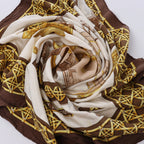 Hermès Carré 90 "FEUX DE ROUTE" Silk handkerchief in Brown