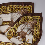 Hermès Carré 90 "FEUX DE ROUTE" Silk handkerchief in Brown