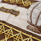 Hermès Carré 90 "FEUX DE ROUTE" Silk handkerchief in Brown
