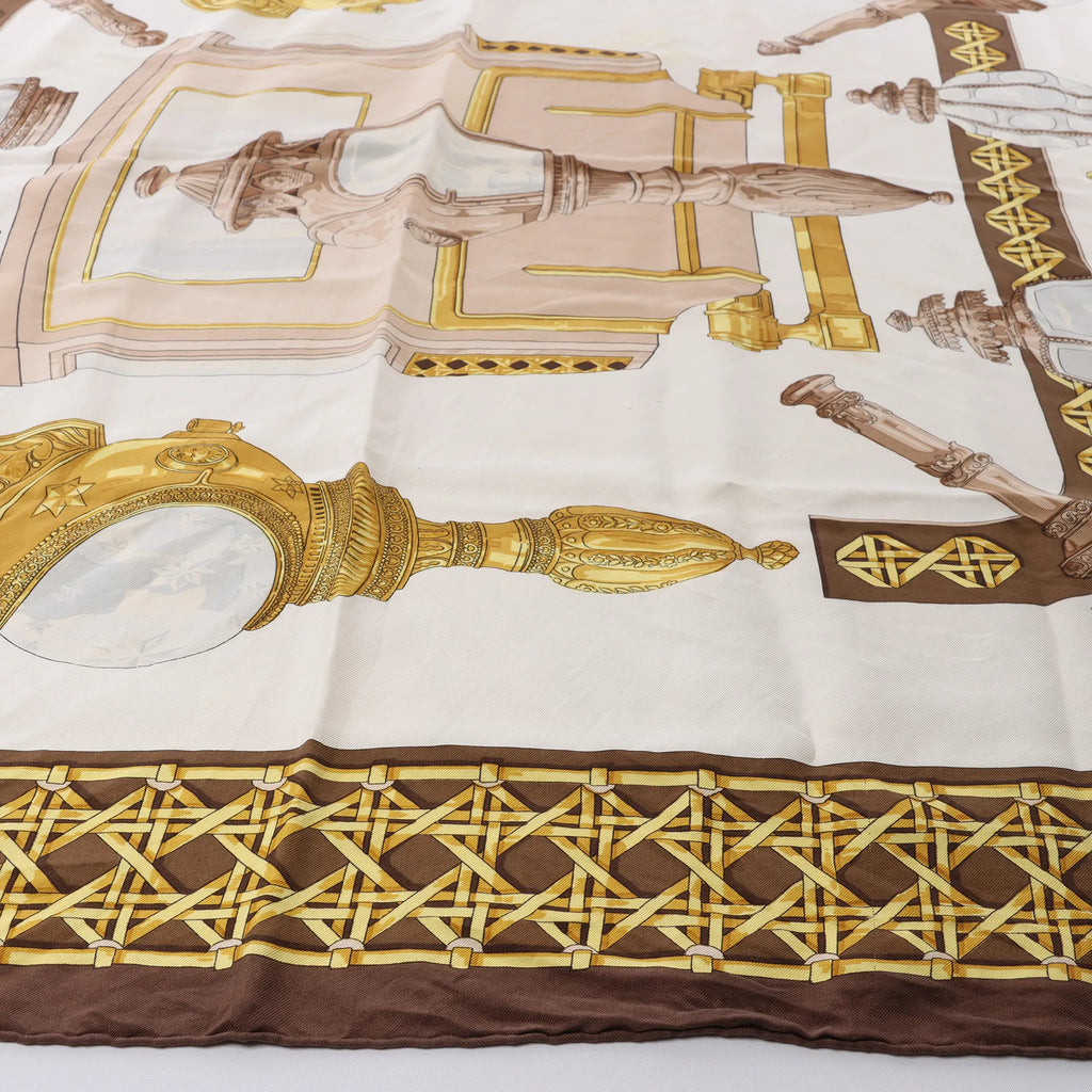 Hermès Carré 90 "FEUX DE ROUTE" Silk handkerchief in Brown