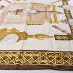 Hermès Carré 90 "FEUX DE ROUTE" Silk handkerchief in Brown