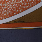 Hermès Carré 90 "FEUX D’ARTIFICE" Silk handkerchief in Navy Blue x Brown