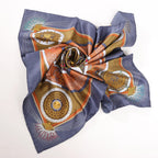 Hermès Carré 90 "FEUX D’ARTIFICE" Silk handkerchief in Navy Blue x Brown