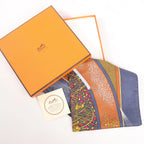Hermès Carré 90 "FEUX D’ARTIFICE" Silk handkerchief in Navy Blue x Brown