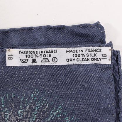 Hermès Carré 90 „FEUX D'ARTIFICE“ Seidentaschentuch in Marineblau x Braun