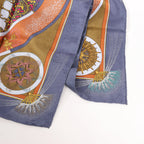 Hermès Carré 90 "FEUX D’ARTIFICE" Silk handkerchief in Navy Blue x Brown