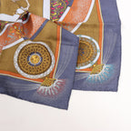 Hermès Carré 90 "FEUX D’ARTIFICE" Silk handkerchief in Navy Blue x Brown