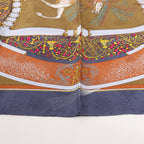 Hermès Carré 90 "FEUX D’ARTIFICE" Silk handkerchief in Navy Blue x Brown