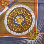 Hermès Carré 90 "FEUX D’ARTIFICE" Silk handkerchief in Navy Blue x Brown