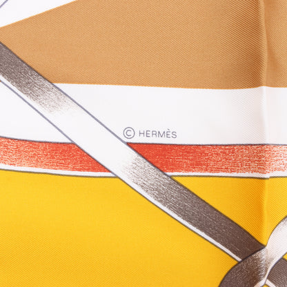 Hermès Carré 90 " FIGURE ARTISTIQUE " Foulard 100% Soie en Orange