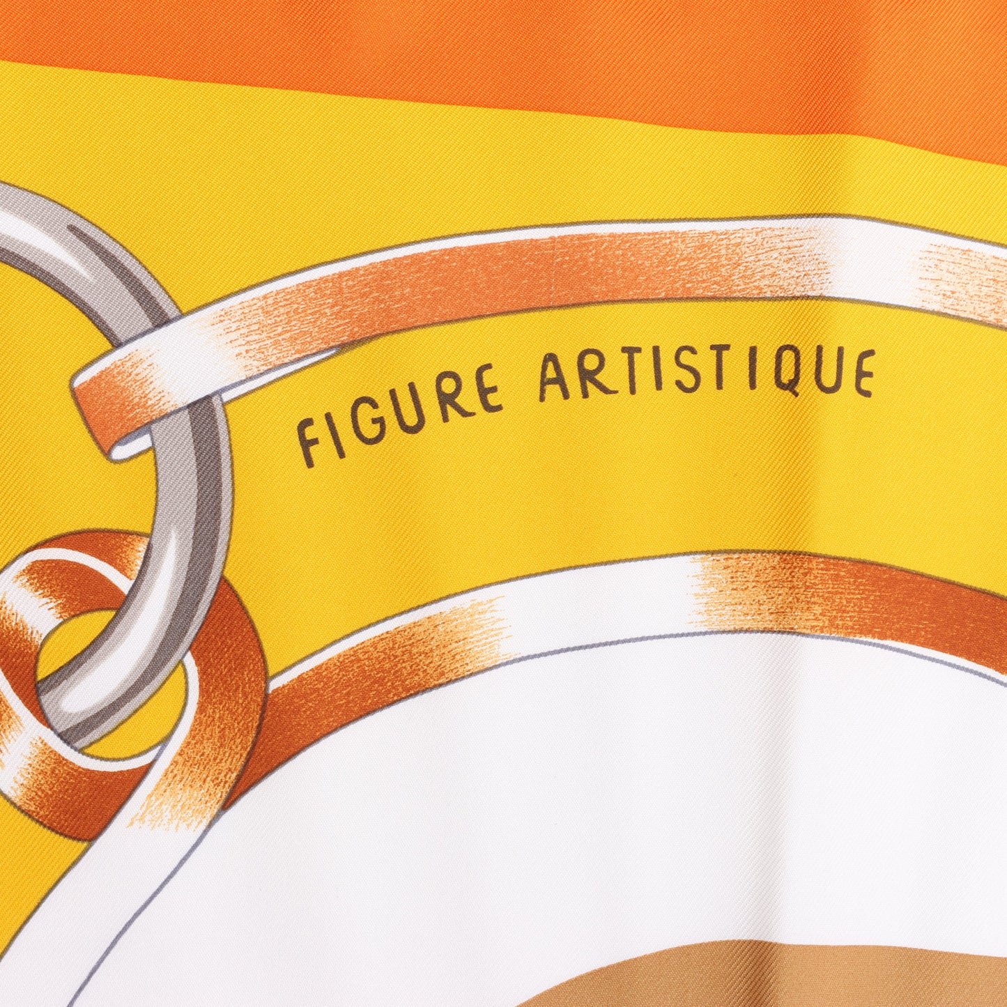 Hermès Carré 90 " FIGURE ARTISTIQUE" 100% Silk Scarf in Orange