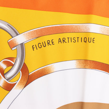 Hermès Carré 90 " FIGURE ARTISTIQUE" 100% Silk Scarf in Orange