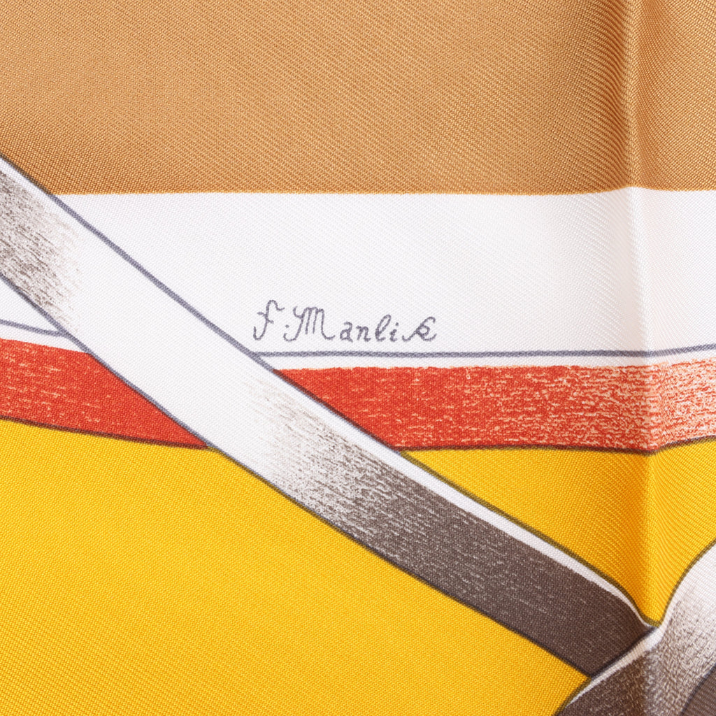 Hermès Carré 90 " FIGURE ARTISTIQUE" Silk handkerchief in Orange