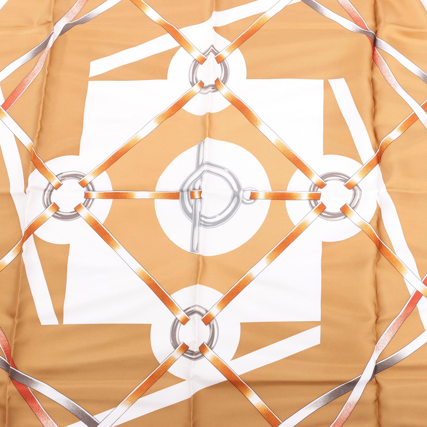 Hermès Carré 90 " FIGURE ARTISTIQUE" 100% Silk Scarf in Orange