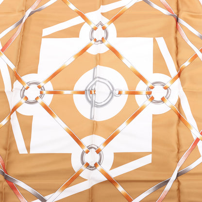 Hermès Carré 90 " FIGURE ARTISTIQUE" 100% Silk Scarf in Orange