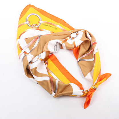 Hermès Carré 90 " FIGURE ARTISTIQUE " Foulard 100% Soie en Orange
