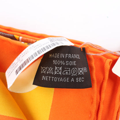 Hermès Carré 90 " FIGURE ARTISTIQUE" Silk handkerchief in Orange
