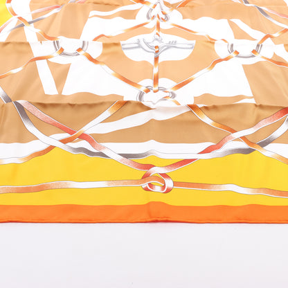 Hermès Carré 90 " FIGURE ARTISTIQUE " Foulard 100% Soie en Orange