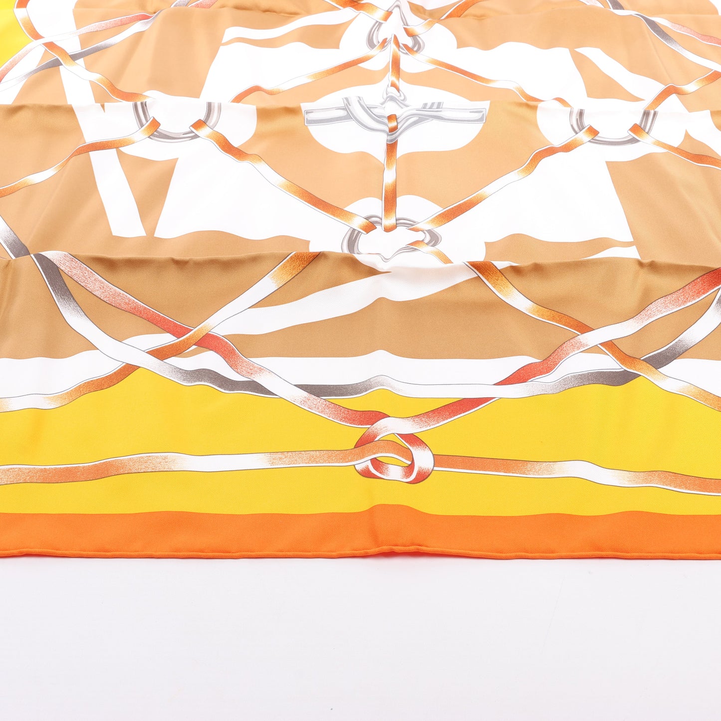 Hermès Carré 90 " FIGURE ARTISTIQUE" 100% Silk Scarf in Orange