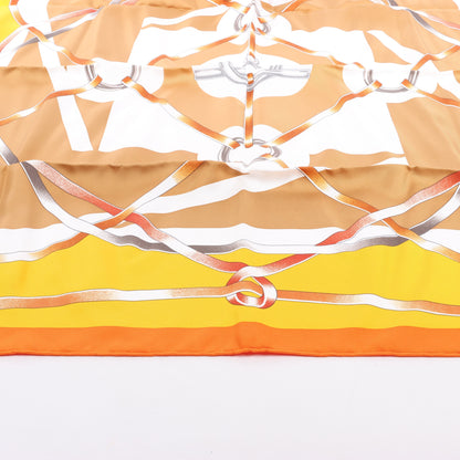 Hermès Carré 90 " FIGURE ARTISTIQUE" Silk handkerchief in Orange