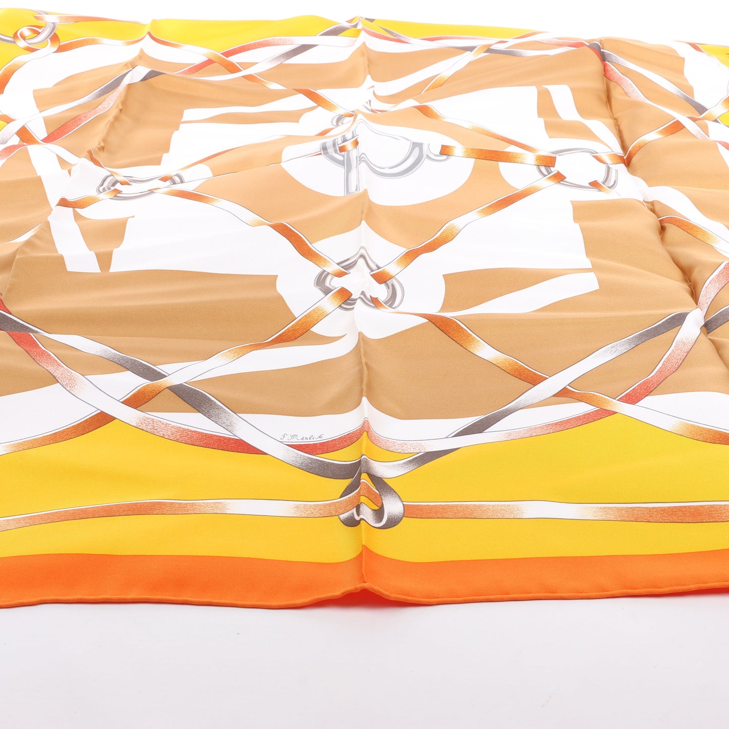Hermès Carré 90 " FIGURE ARTISTIQUE" Silk handkerchief in Orange