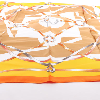 Hermès Carré 90 " FIGURE ARTISTIQUE" 100% Silk Scarf in Orange