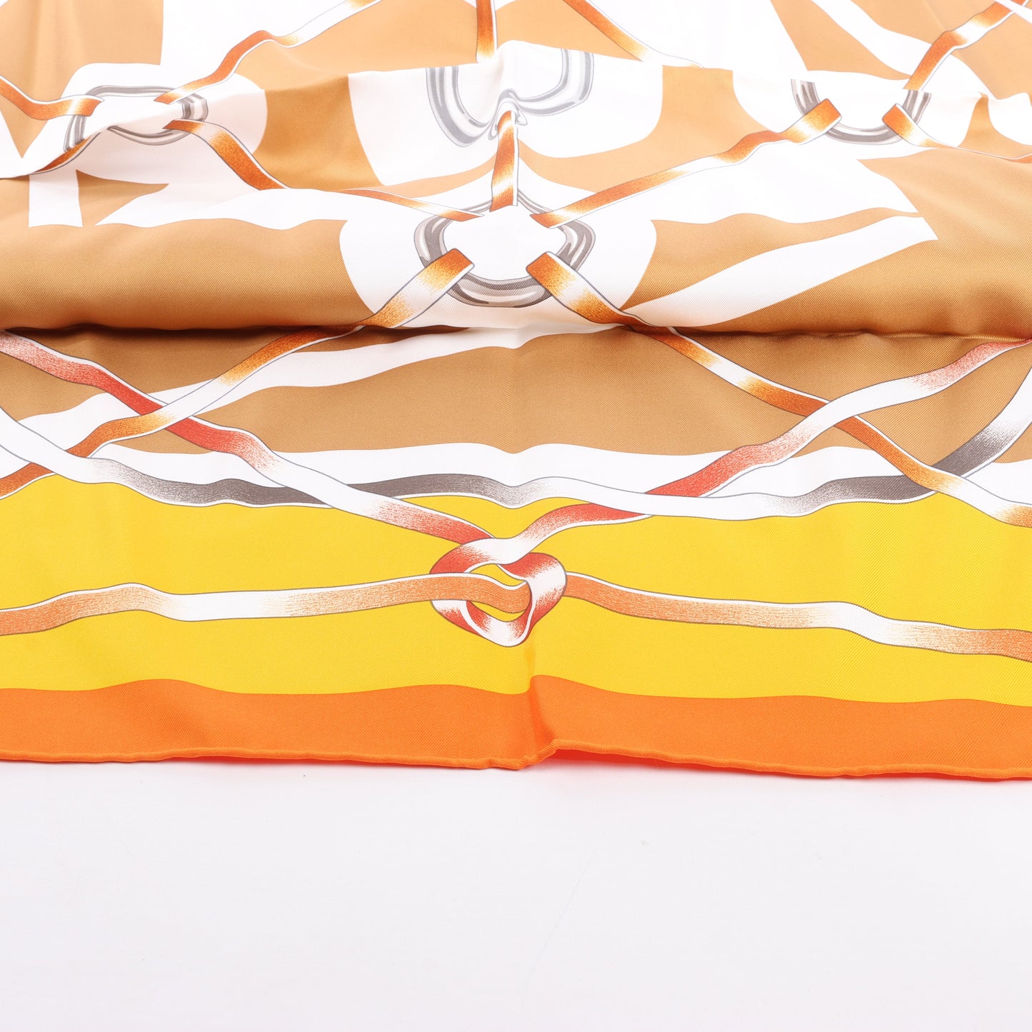 Hermès Carré 90 " FIGURE ARTISTIQUE" 100% Silk Scarf in Orange
