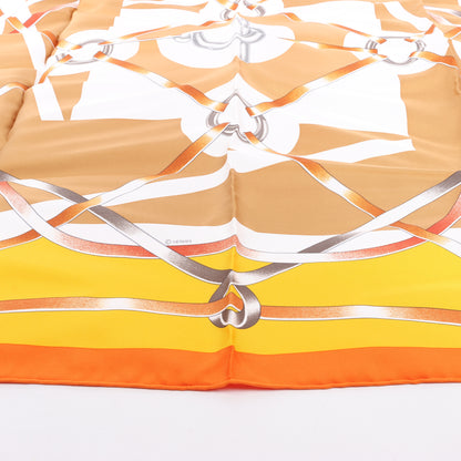 Hermès Carré 90 " FIGURE ARTISTIQUE " Foulard 100% Soie en Orange
