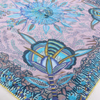 Hermès Carré 90 "FLOWERS OF SOUTH AFRICA" Silk handkerchief in Purple x Blue