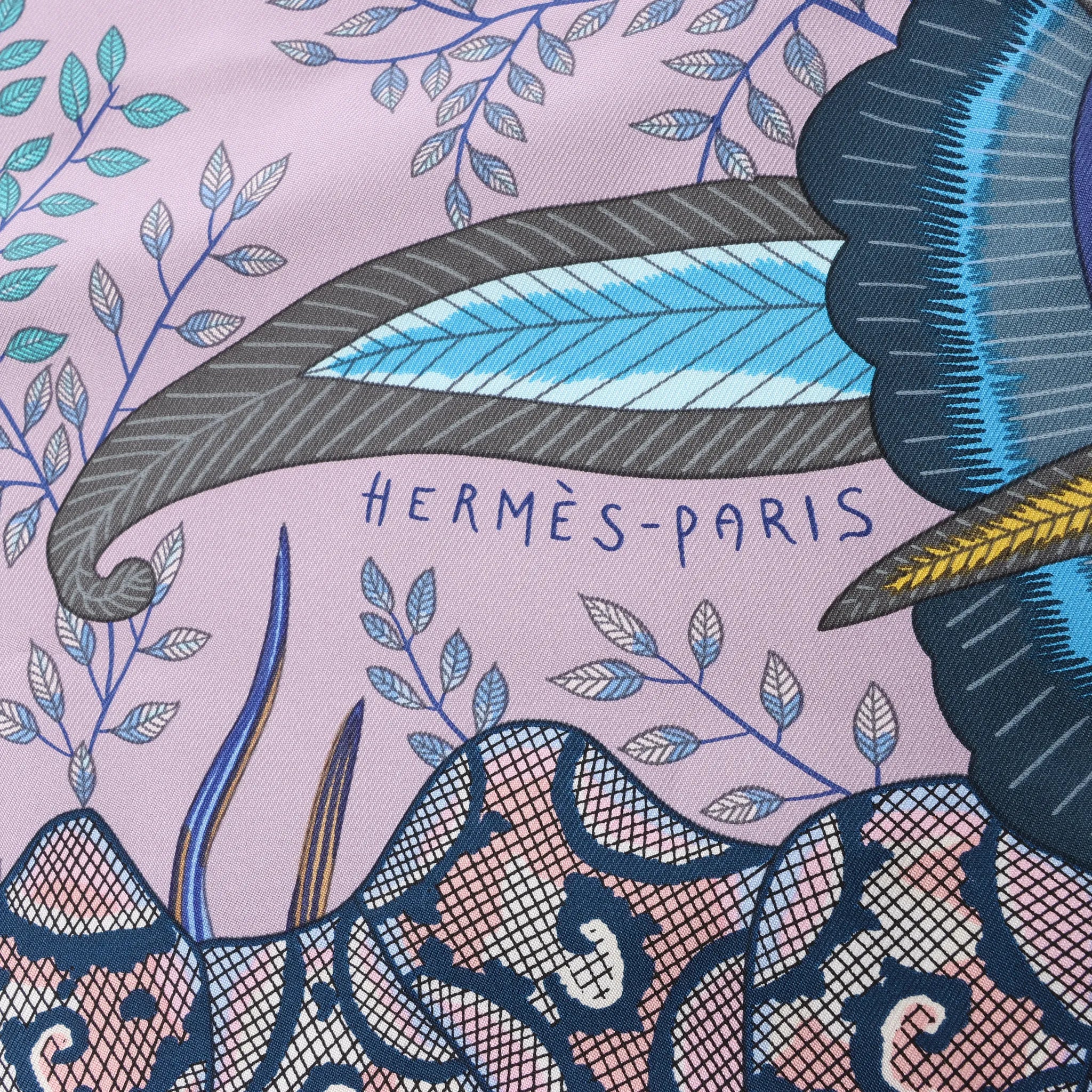 Hermès Carré 90 "FLOWERS OF SOUTH AFRICA" Silk handkerchief in Purple x Blue