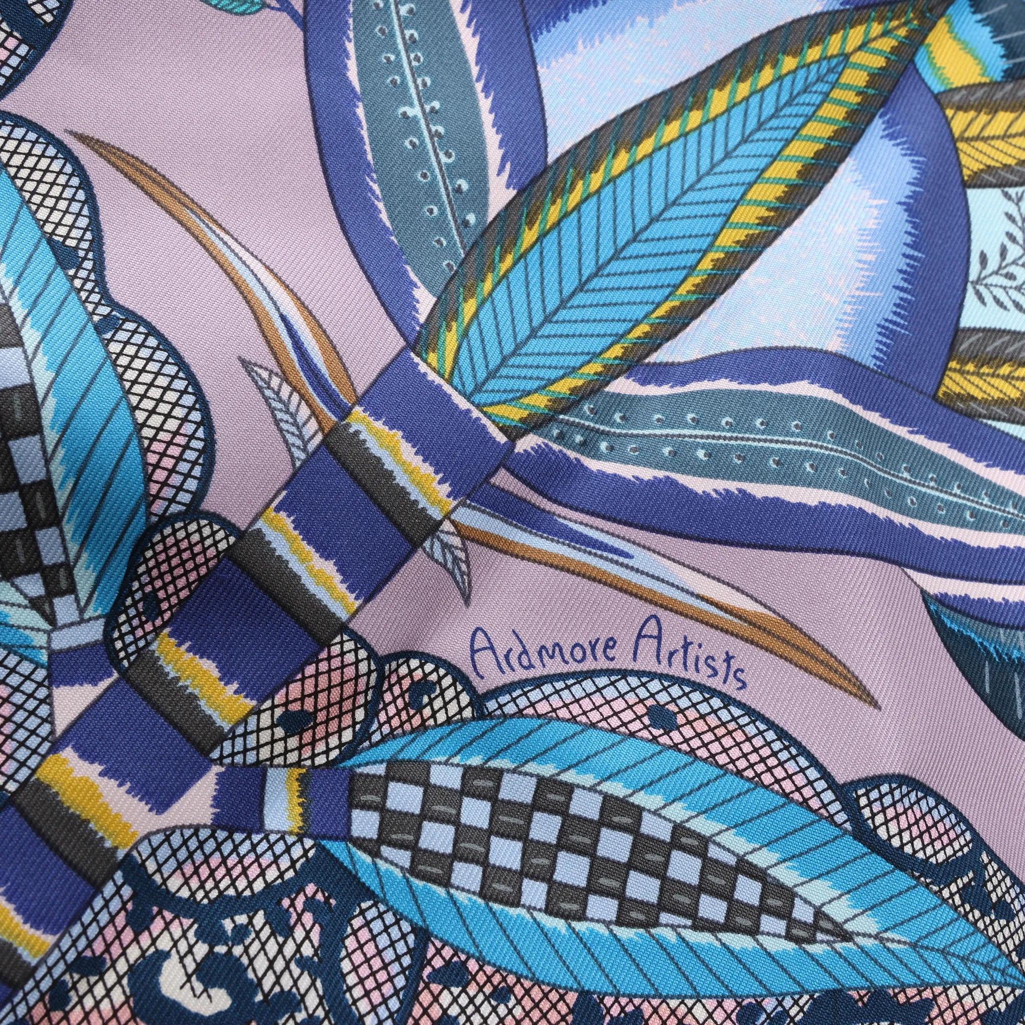 Hermès Carré 90 "FLOWERS OF SOUTH AFRICA" Silk handkerchief in Purple x Blue