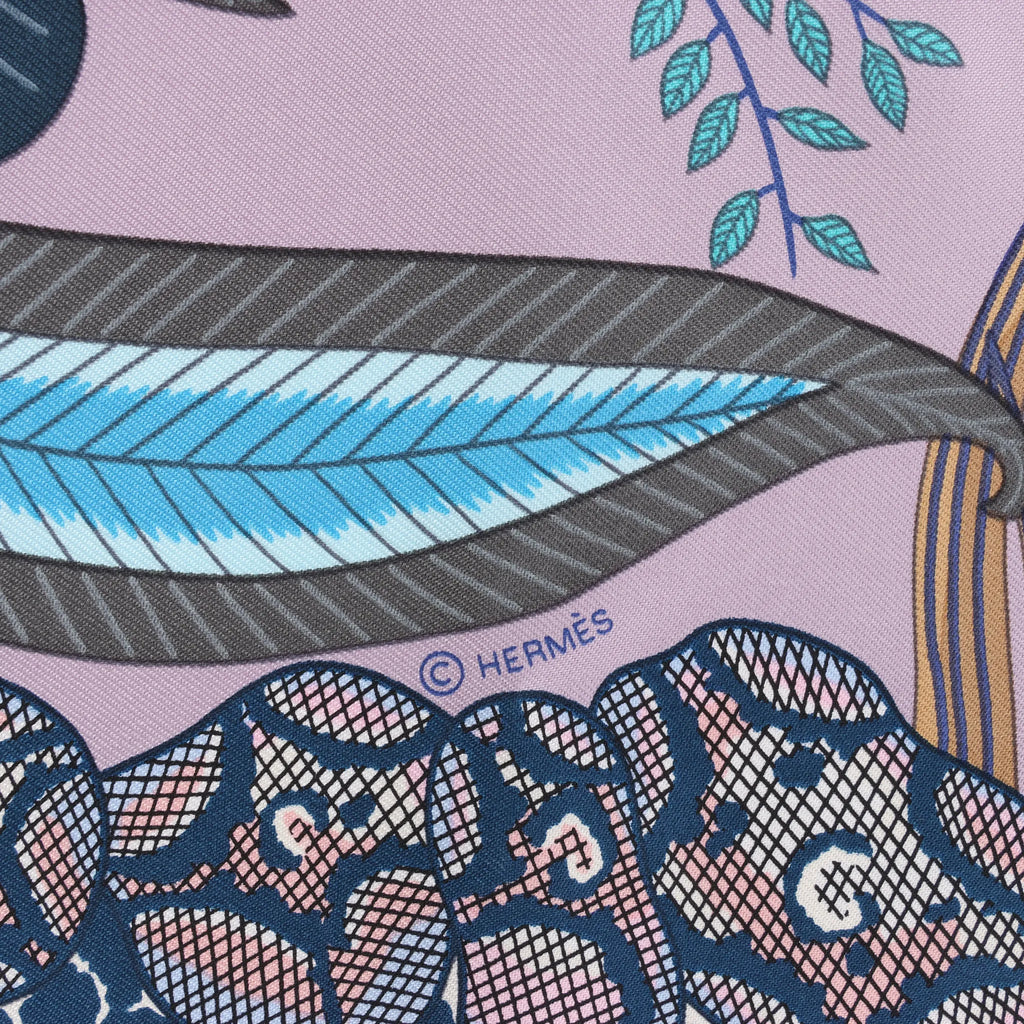 Hermès Carré 90 "FLOWERS OF SOUTH AFRICA" Silk handkerchief in Purple x Blue