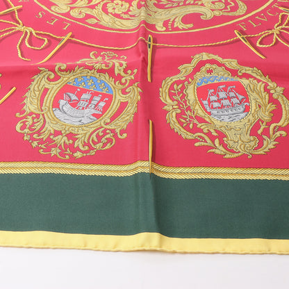 Hermès Carré 90 "FLVCTVAT NEC MERGITVR" 100% Silk Scarf in Green x Red