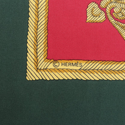 Hermès Carré 90 "FLVCTVAT NEC MERGITVR" 100% Silk Scarf in Green x Red