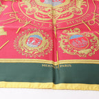 Hermès Carré 90 "FLVCTVAT NEC MERGITVR" 100% Silk Scarf in Green x Red