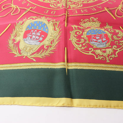 Hermès Carré 90 "FLVCTVAT NEC MERGITVR" 100% Silk Scarf in Green x Red