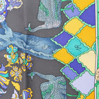 Hermès Carré 90 "Fantaisies Indiennes" Silk handkerchief in Navy Blue x Yellow