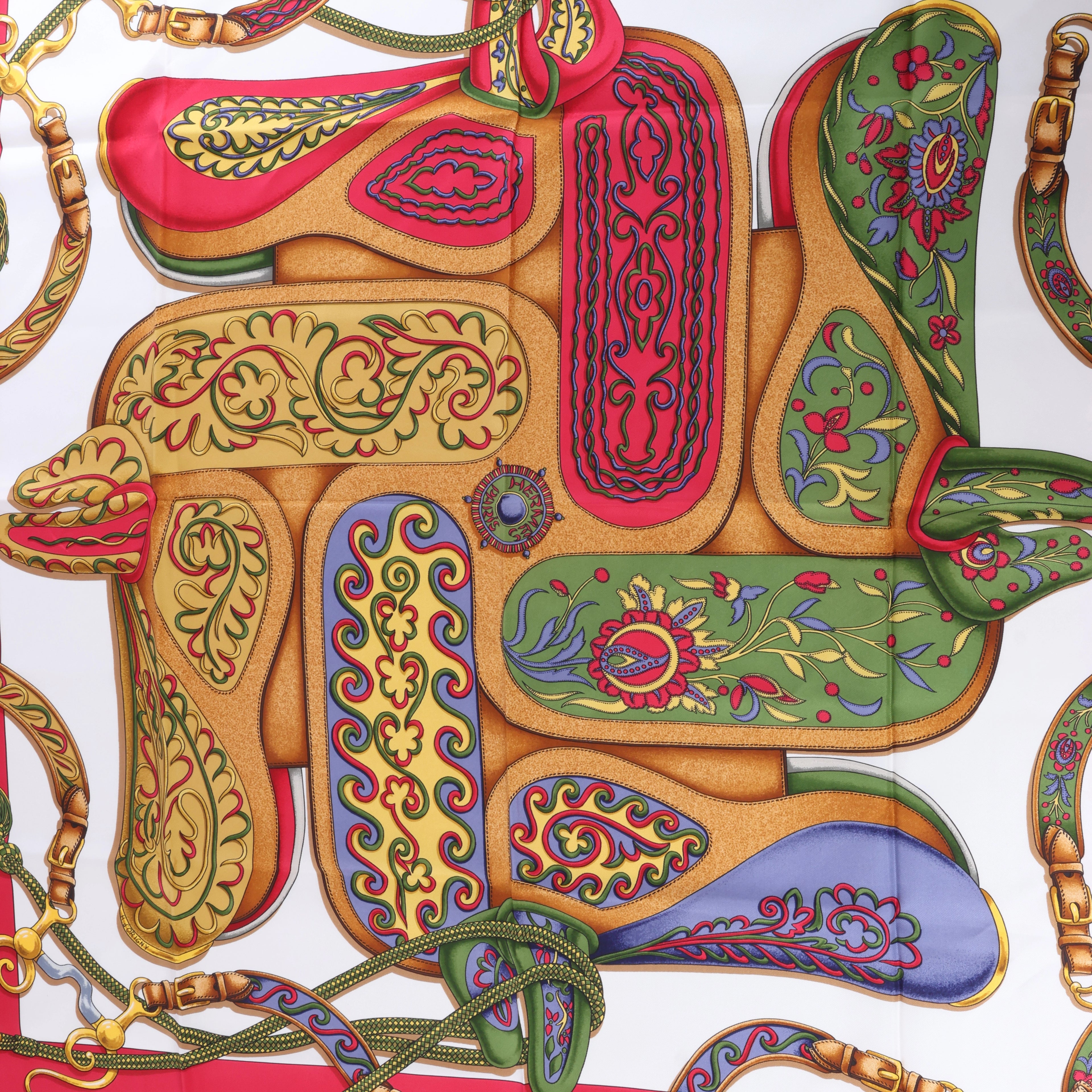 Hermès Carré 90 "Festival des Amazones" Silk handkerchief in Red