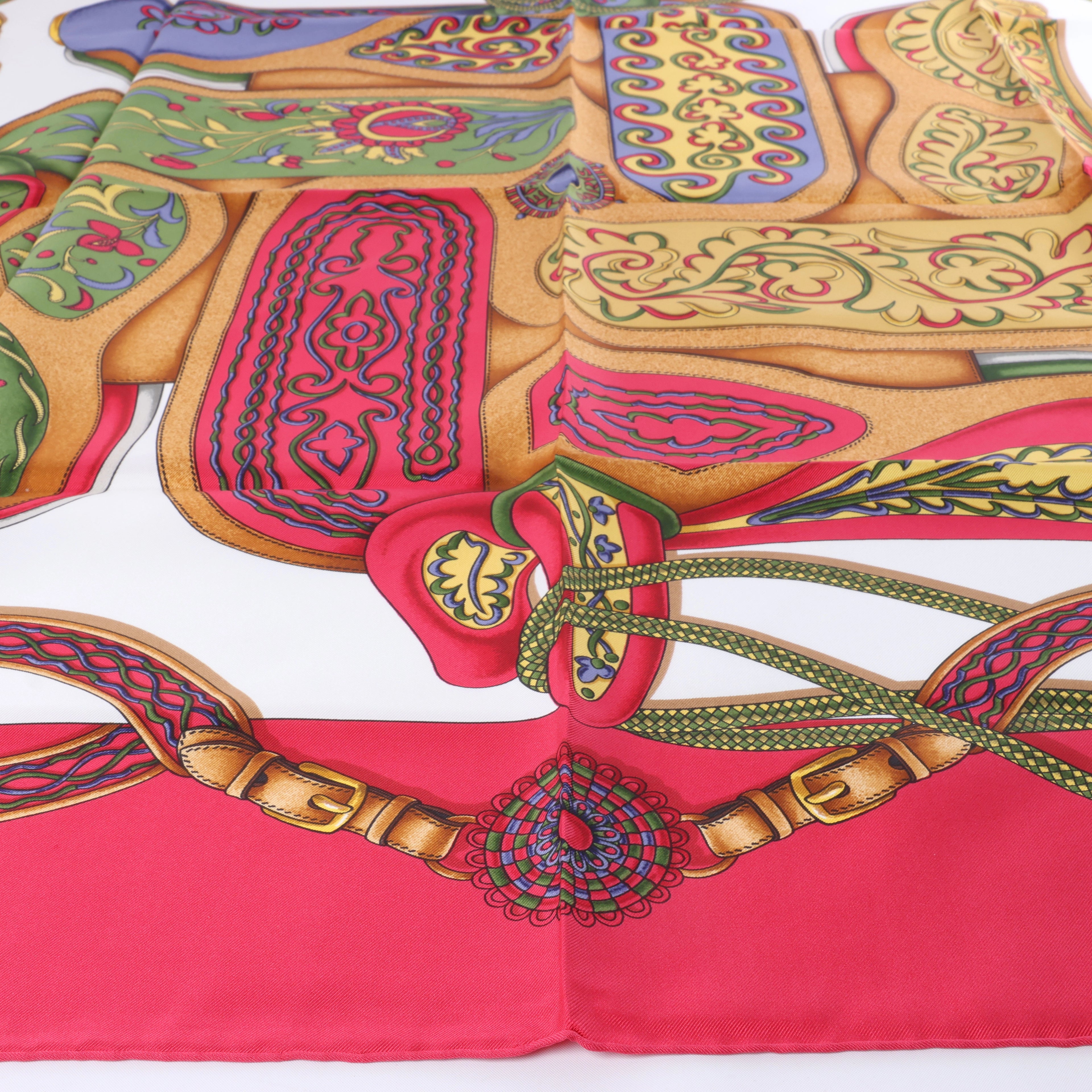 Hermès Carré 90 "Festival des Amazones" Silk handkerchief in Red