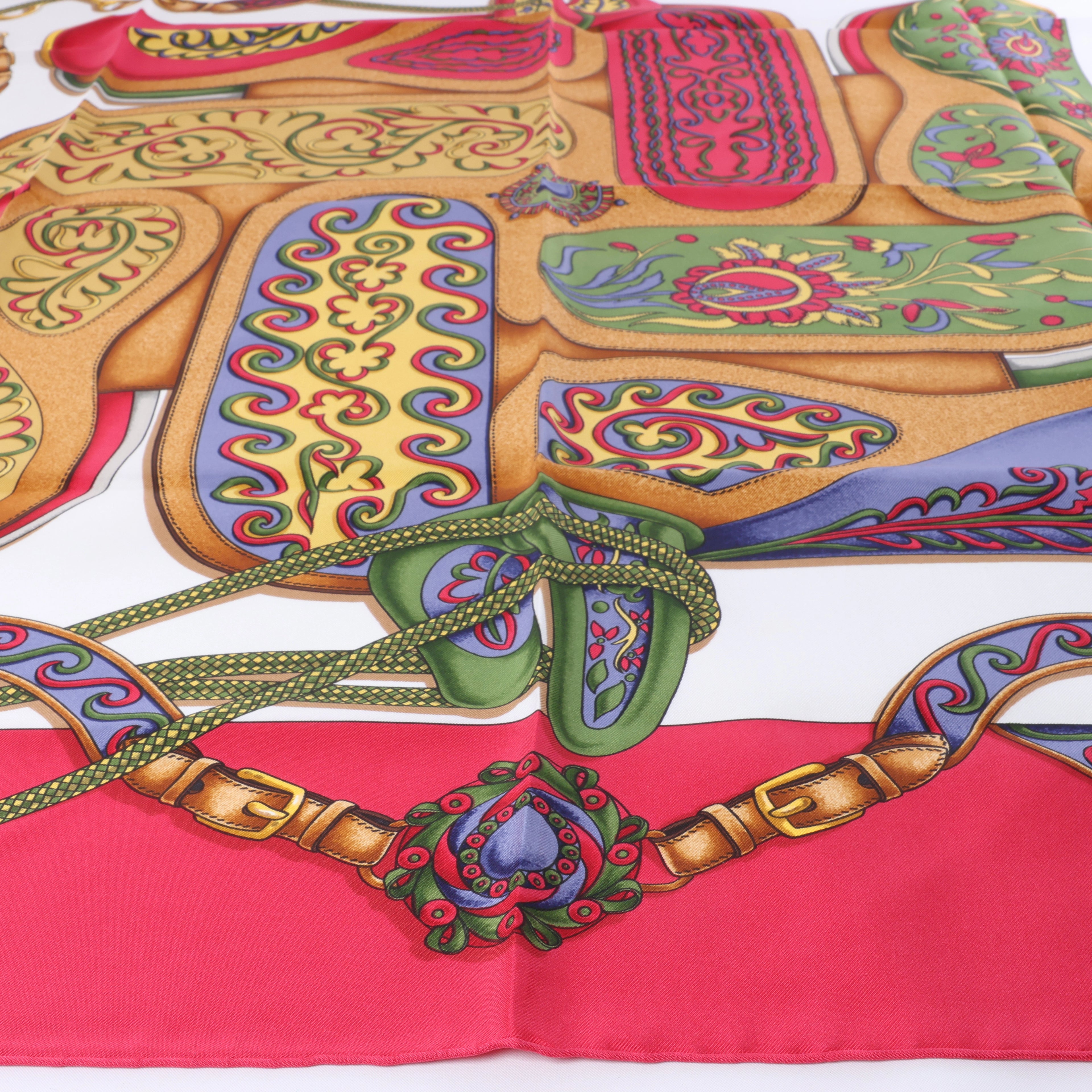 Hermès Carré 90 "Festival des Amazones" Silk handkerchief in Red