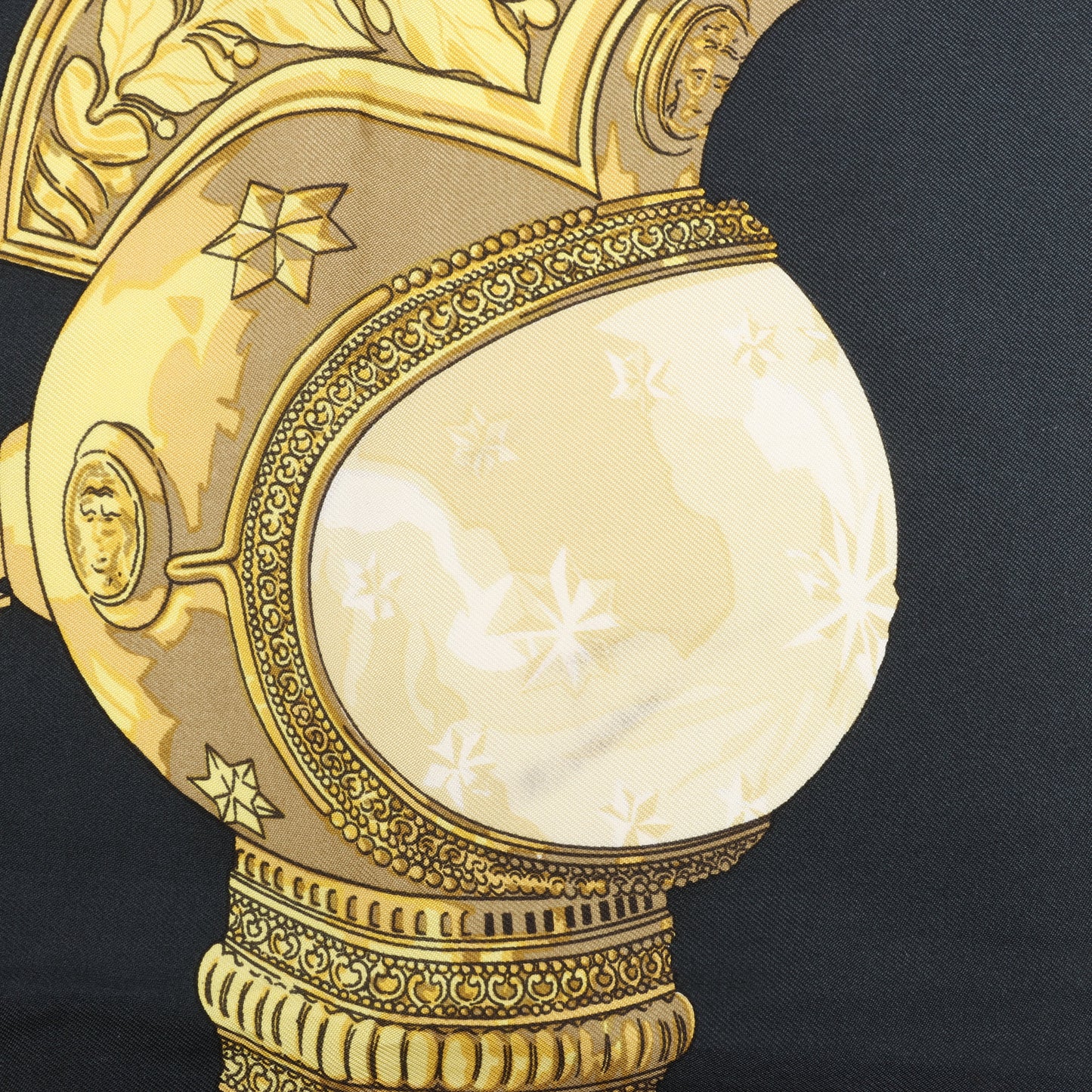 Hermès Carré 90 "Feux de Route" 100% Silk Scarf in Black x Gold