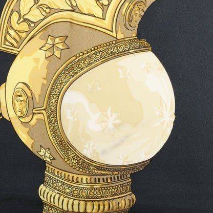 Hermès Carré 90 "Feux de Route" 100% Silk Scarf in Black x Gold