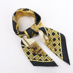 Hermès Carré 90 "Feux de Route" 100% Silk Scarf in Black x Gold