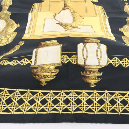 Hermès Carré 90 "Feux de Route" 100% Silk Scarf in Black x Gold