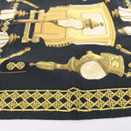 Hermès Carré 90 "Feux de Route" 100% Silk Scarf in Black x Gold