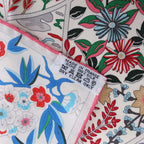 Hermès Carré 90 "Fleurs de Givern" Silk handkerchief in Gray x Red