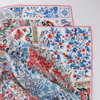 Hermès Carré 90 "Fleurs de Givern" Silk handkerchief in Gray x Red