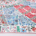 Hermès Carré 90 "Fleurs de Givern" Silk handkerchief in Gray x Red
